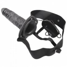 Real Rapture Vibrating Hollow Strap On 8 Black