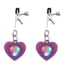 LIGHT UP HEART SILICONE NIPPLE CLAMPS WITH LED LIGHT