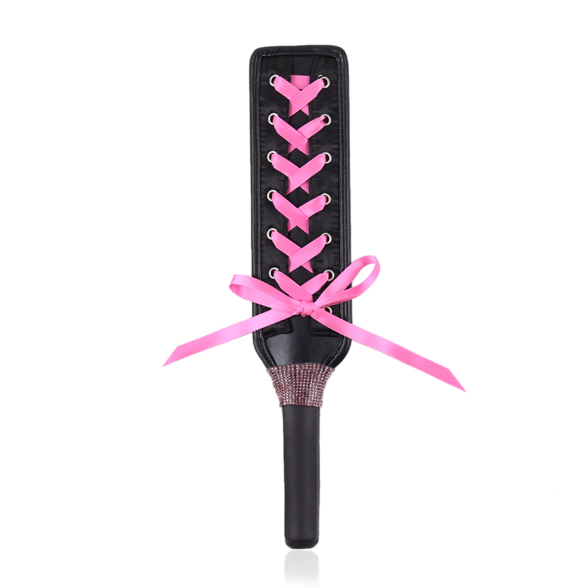 Paddle 36 cm diamonds black/pink ribbon