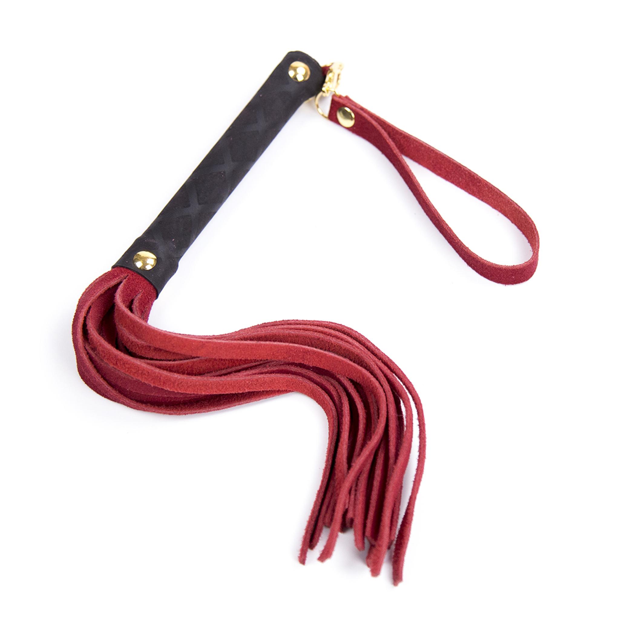 Leather flogger 27cm black/red