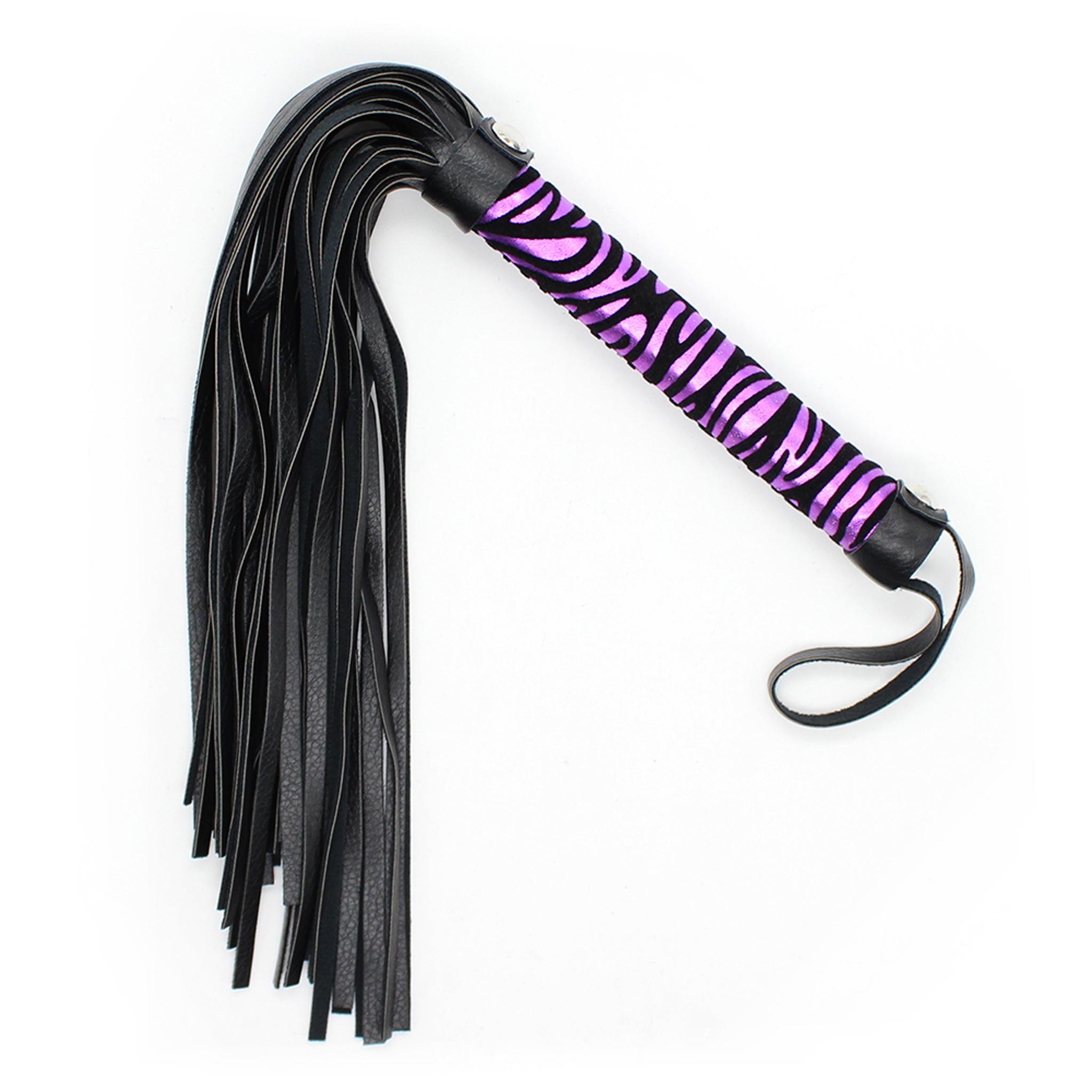 Leopard flogger 39cm purple/black
