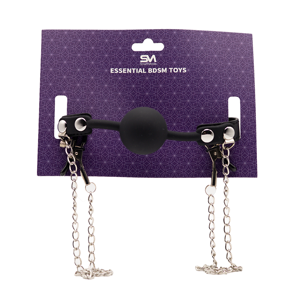 Gag with Nipple Clamps Black