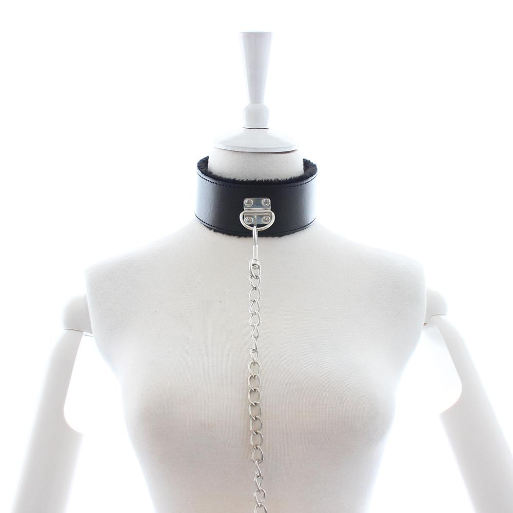 Plush Collar + Leash Black