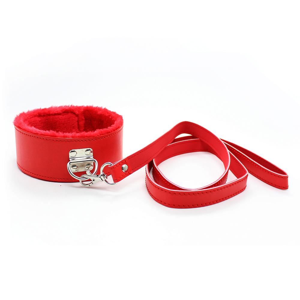 Plush Collar + Leash Red
