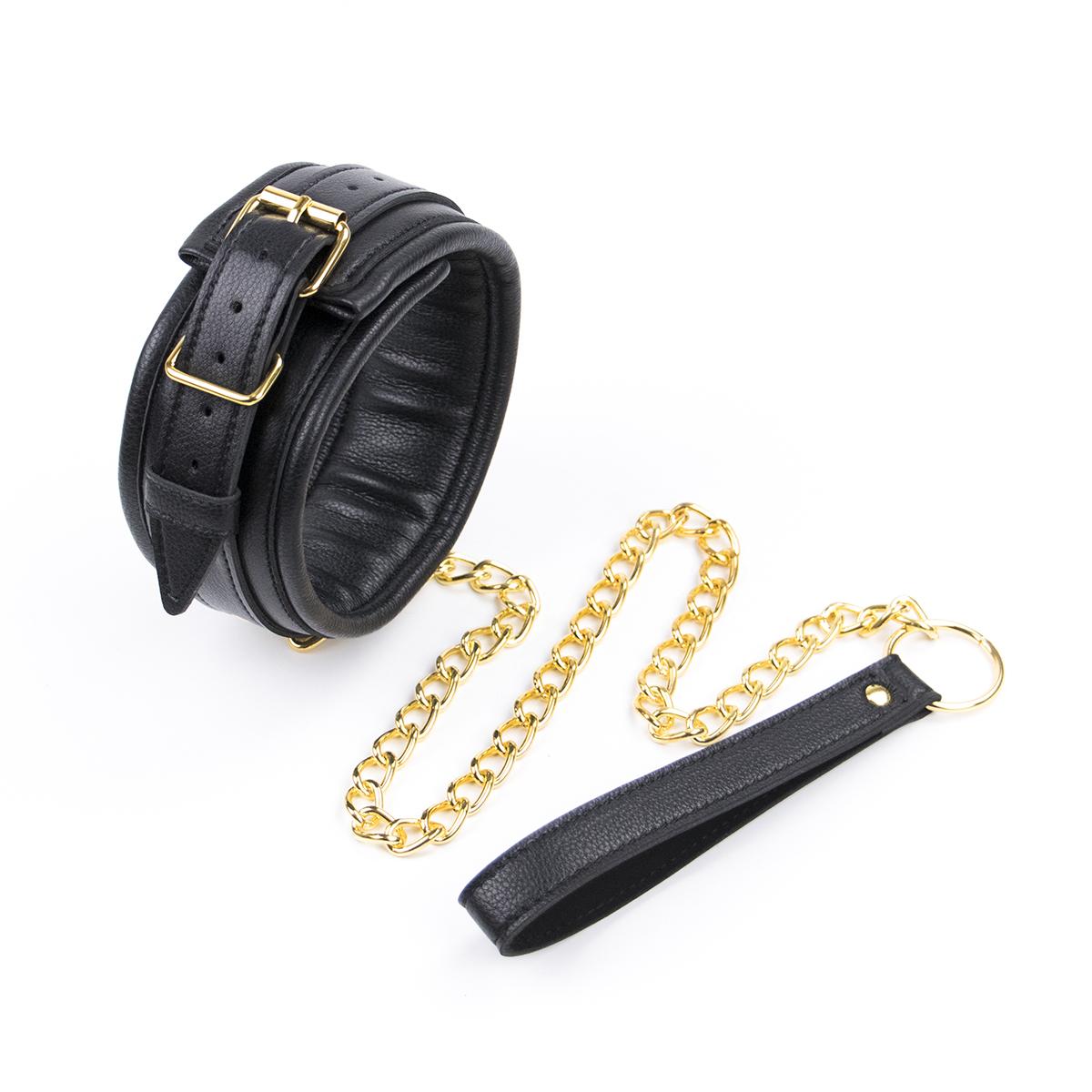 Collar with Leash Black/Gold