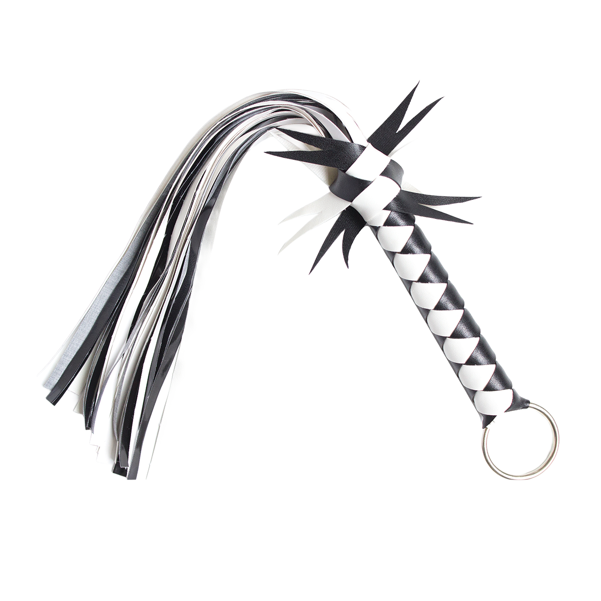 Leather Flogger Black/White