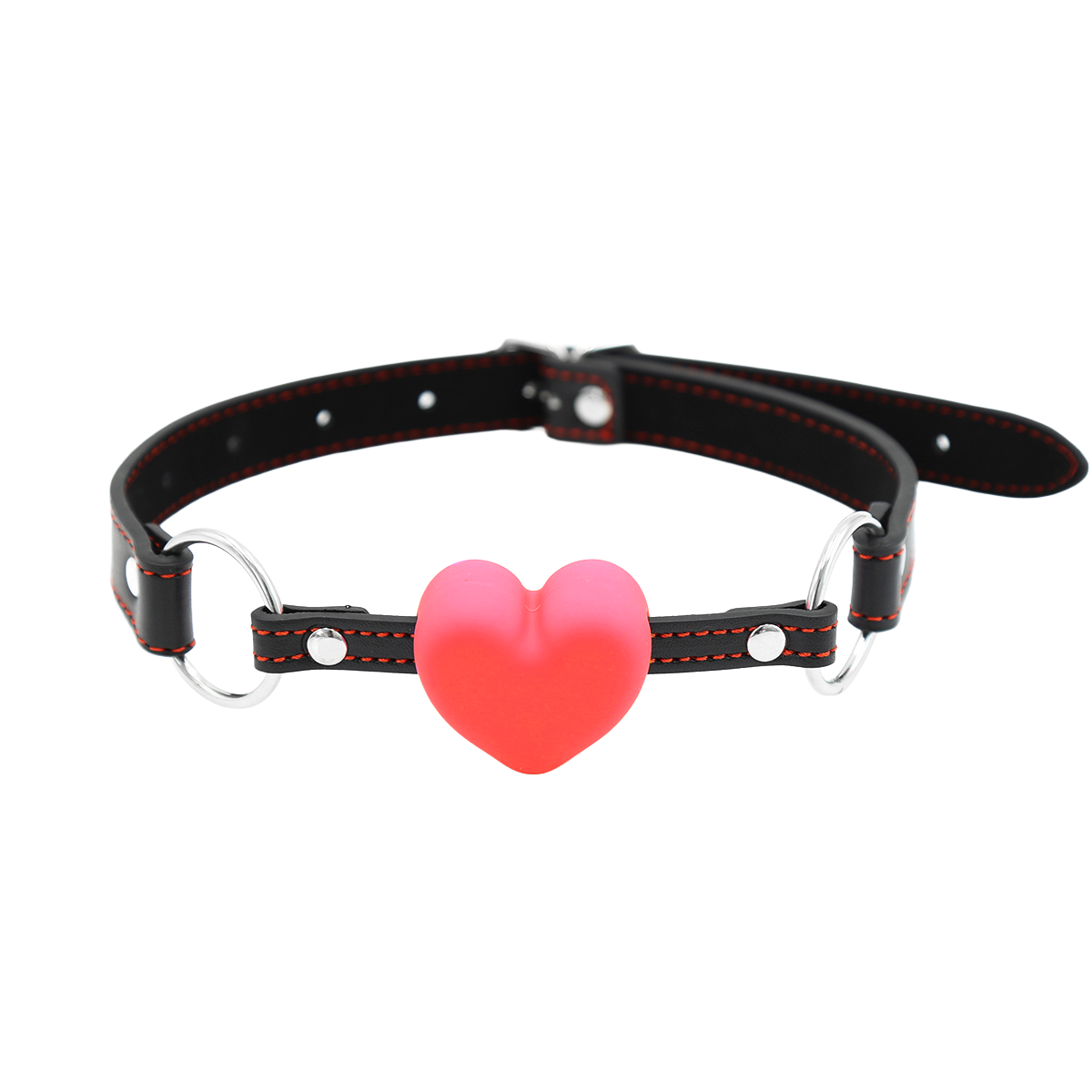Heart Mouth Gag Black/Red