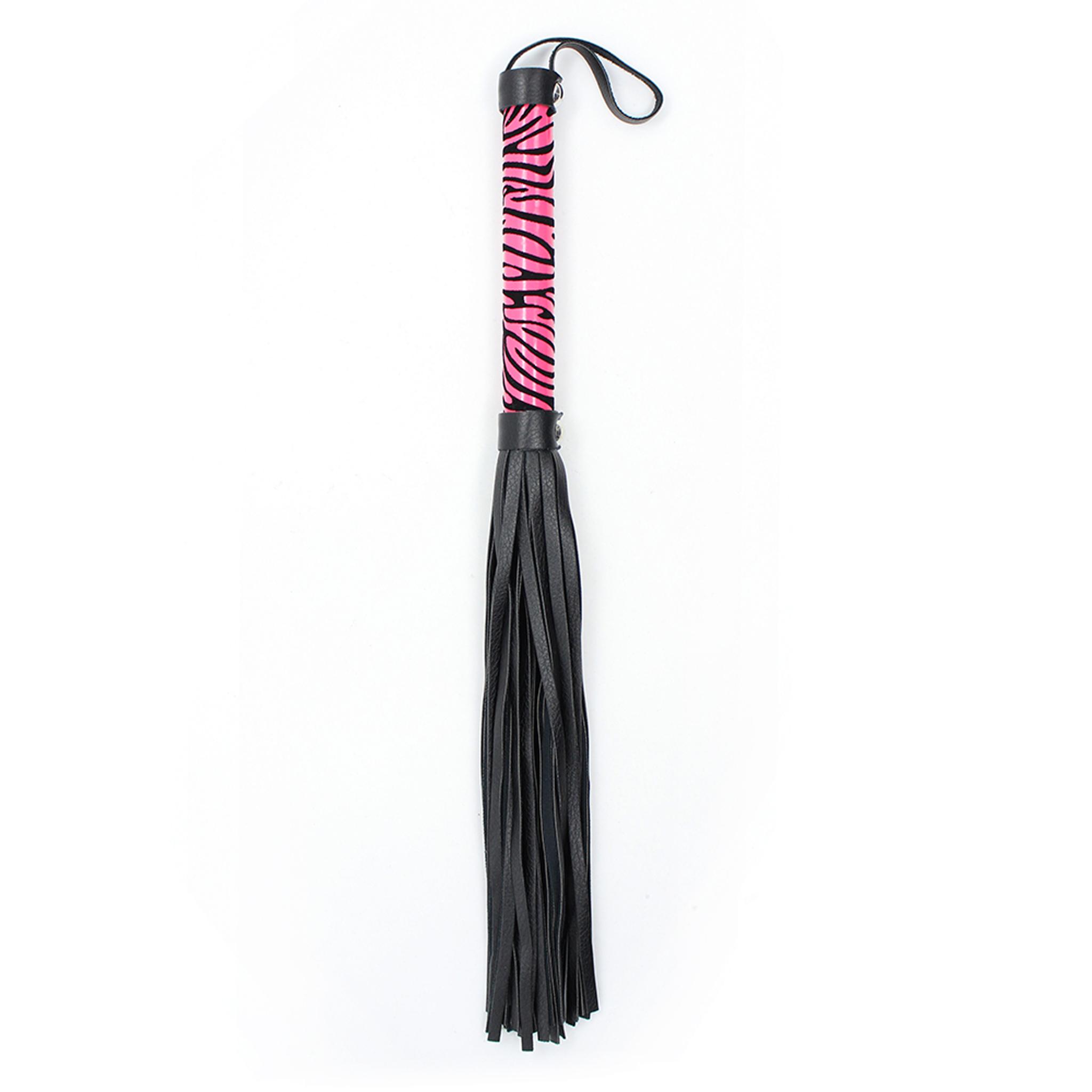 Leopard flogger 38cm Black/Pink