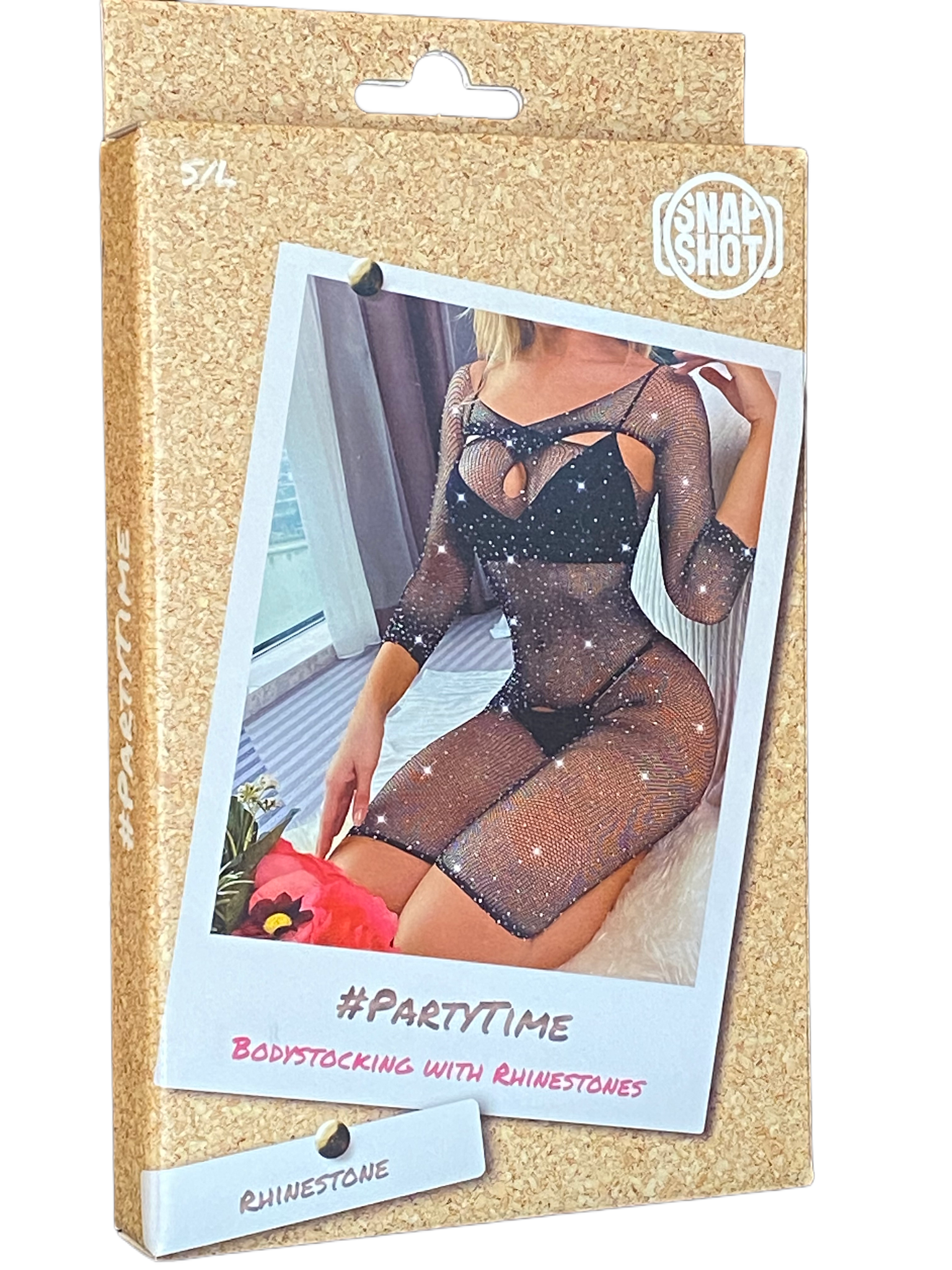 Bodystocking with Rhinestones S/L - Black