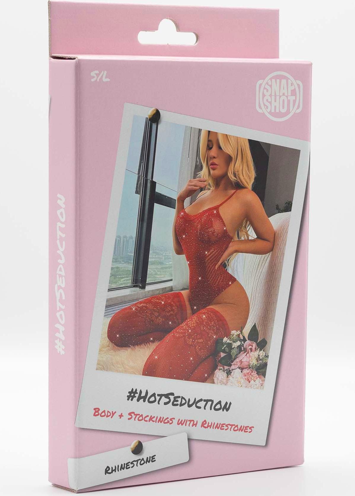 Body + Stockings with Rhinestones S/L - Red