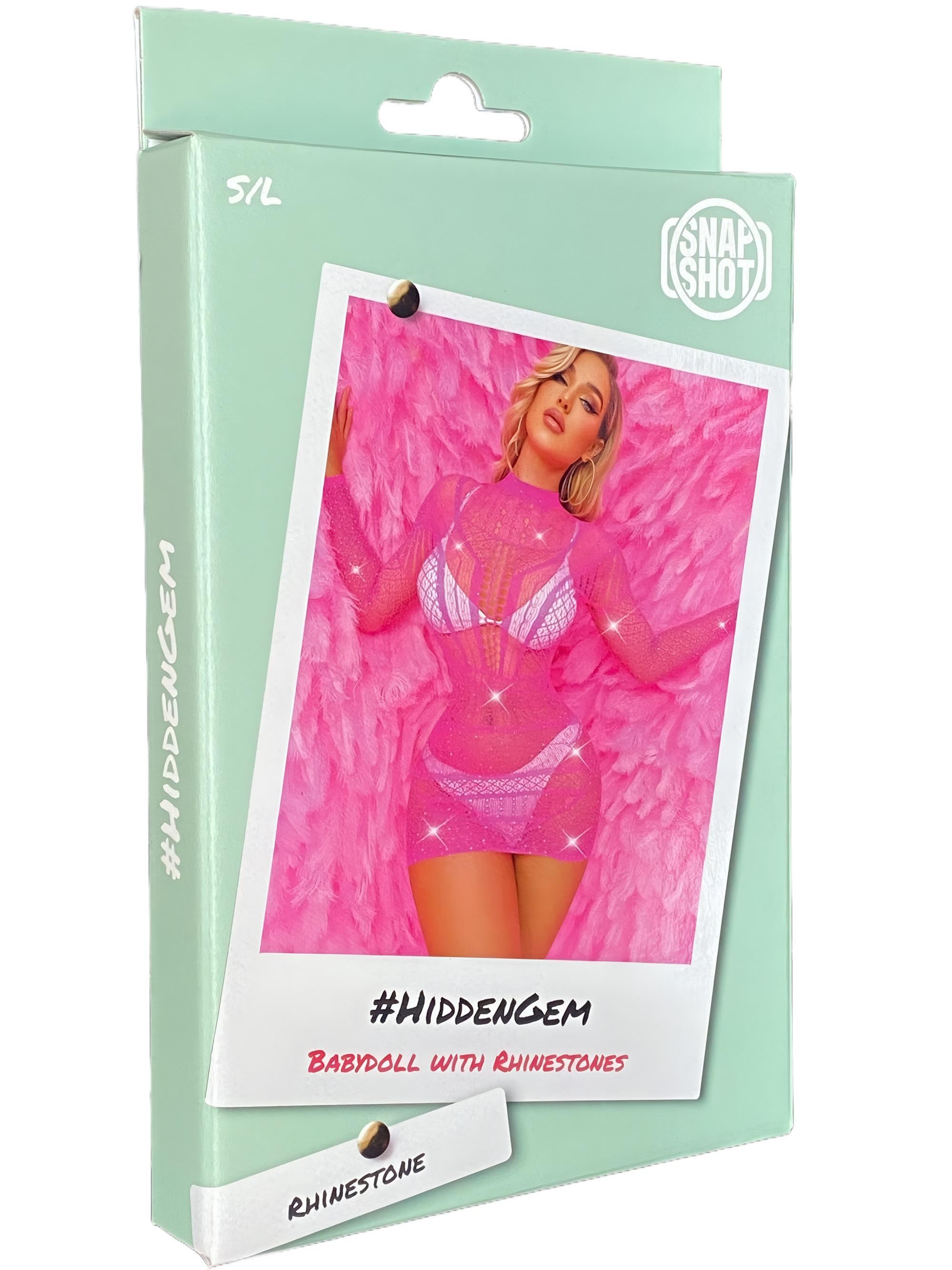 Minidress with Rhinestones S/L - Pink