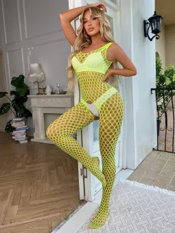 Bodystocking Fishnet S/L - Yellow