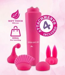 RELAXXXX TRAVEL MASSAGER PINK 4 ATTACHMENTS