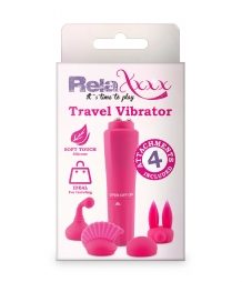 RELAXXXX TRAVEL MASSAGER PINK 4 ATTACHMENTS