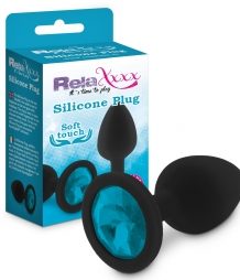 RELAXXXX SILICONE DIAMONT PLUG BLACK/BLUE SIZE S