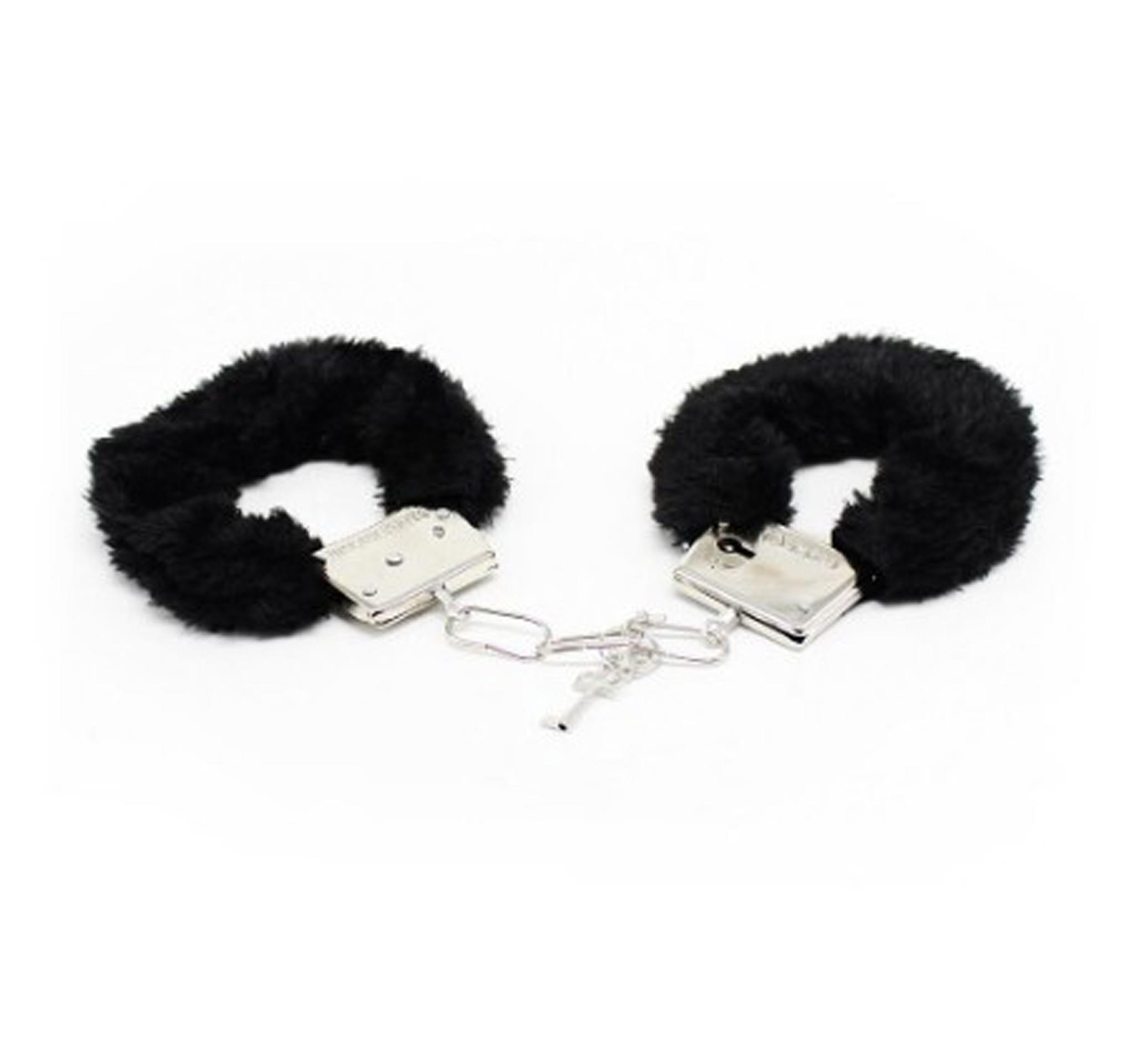 Furry Hand Cuffs Black