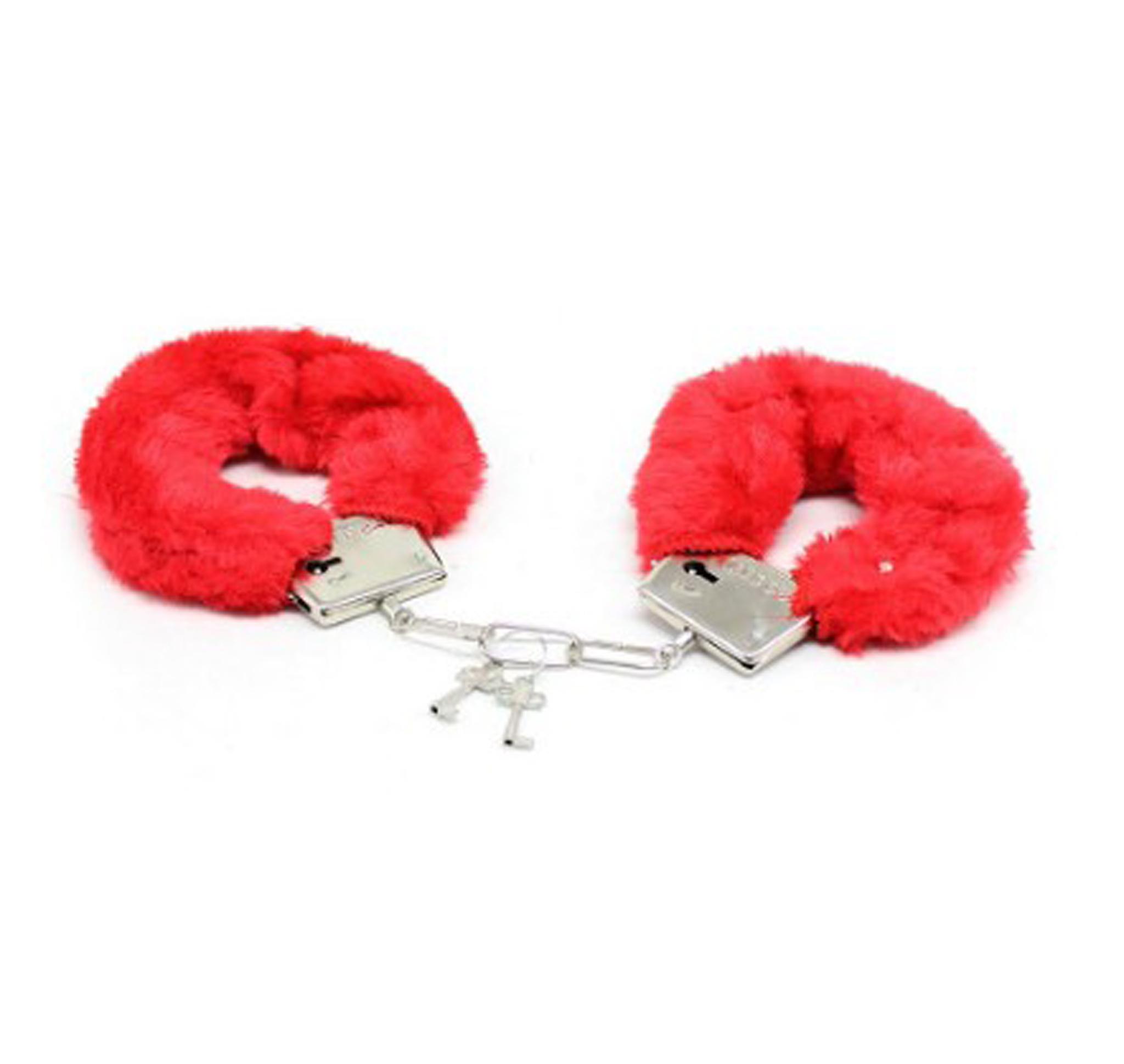 Furry Hand Cuffs Red