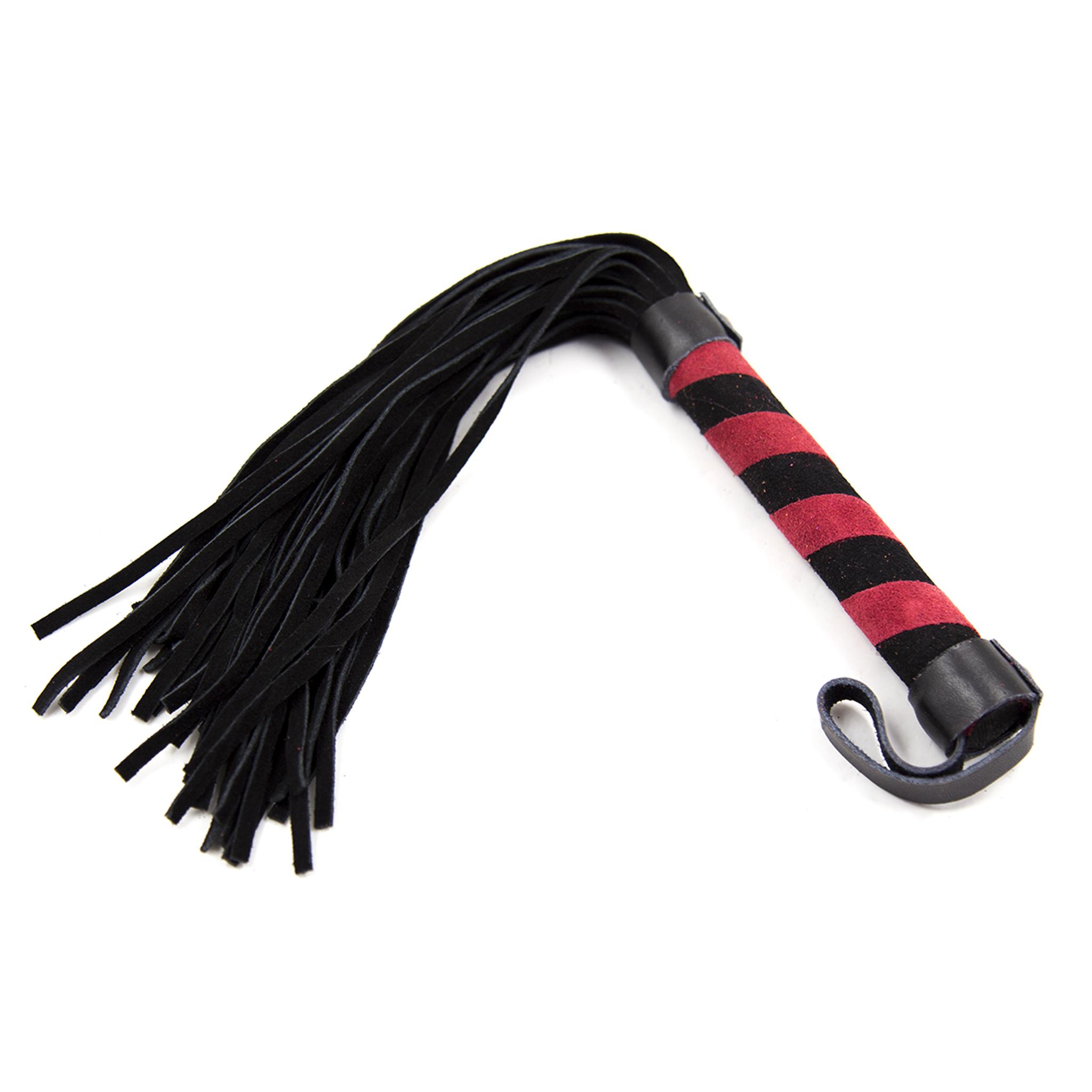 Leather flogger 39cm black/red
