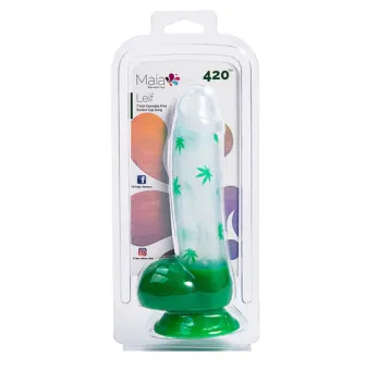 LEIF 7.5 Inch Cannabis Print Silicone Suction Cup Dong
