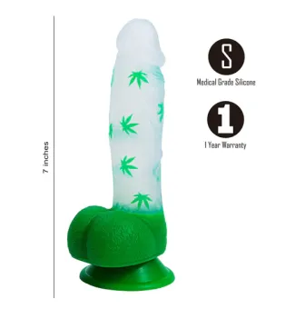 LEIF 7.5 Inch Cannabis Print Silicone Suction Cup Dong