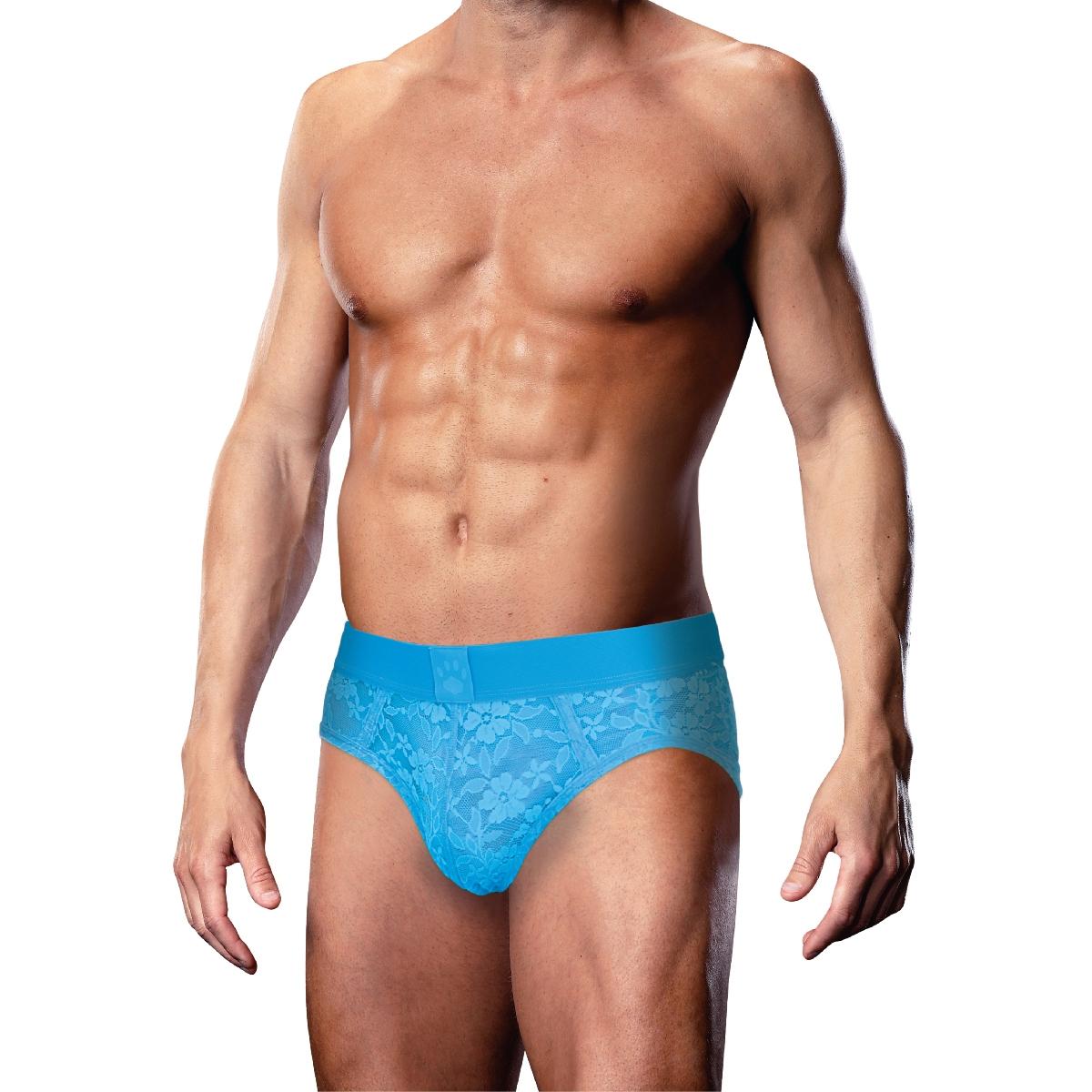 Prowler Neon Blue Lace Open Back Brief Large