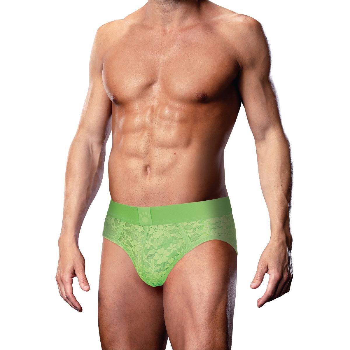 Prowler Neon Green Lace Open Back Brief X Large